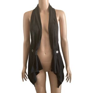 Iris Basic Sweater Womens Medium Black Open Front Lightweight